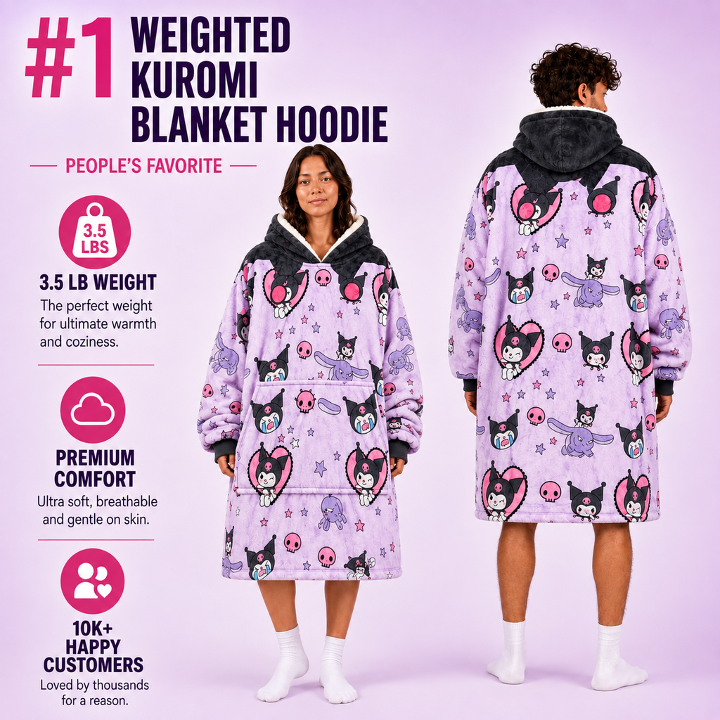 Kuromi Oversized Blanket Hoodie – Cozy Sherpa Wearable Blanket