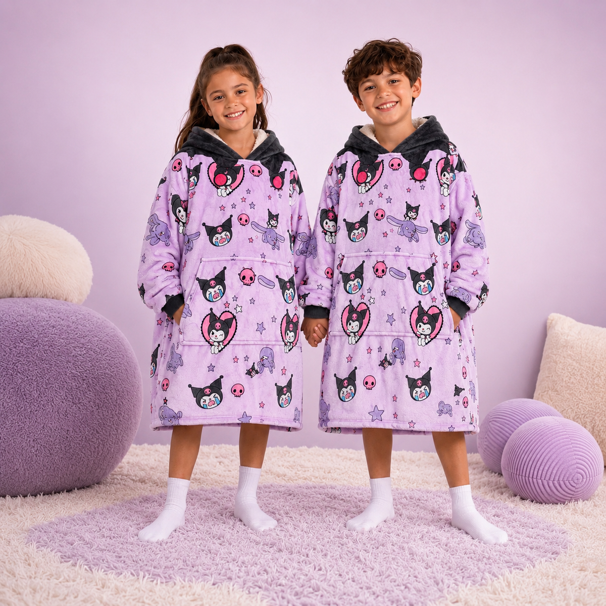 Kuromi Oversized Blanket Hoodie – Cozy Sherpa Wearable Blanket