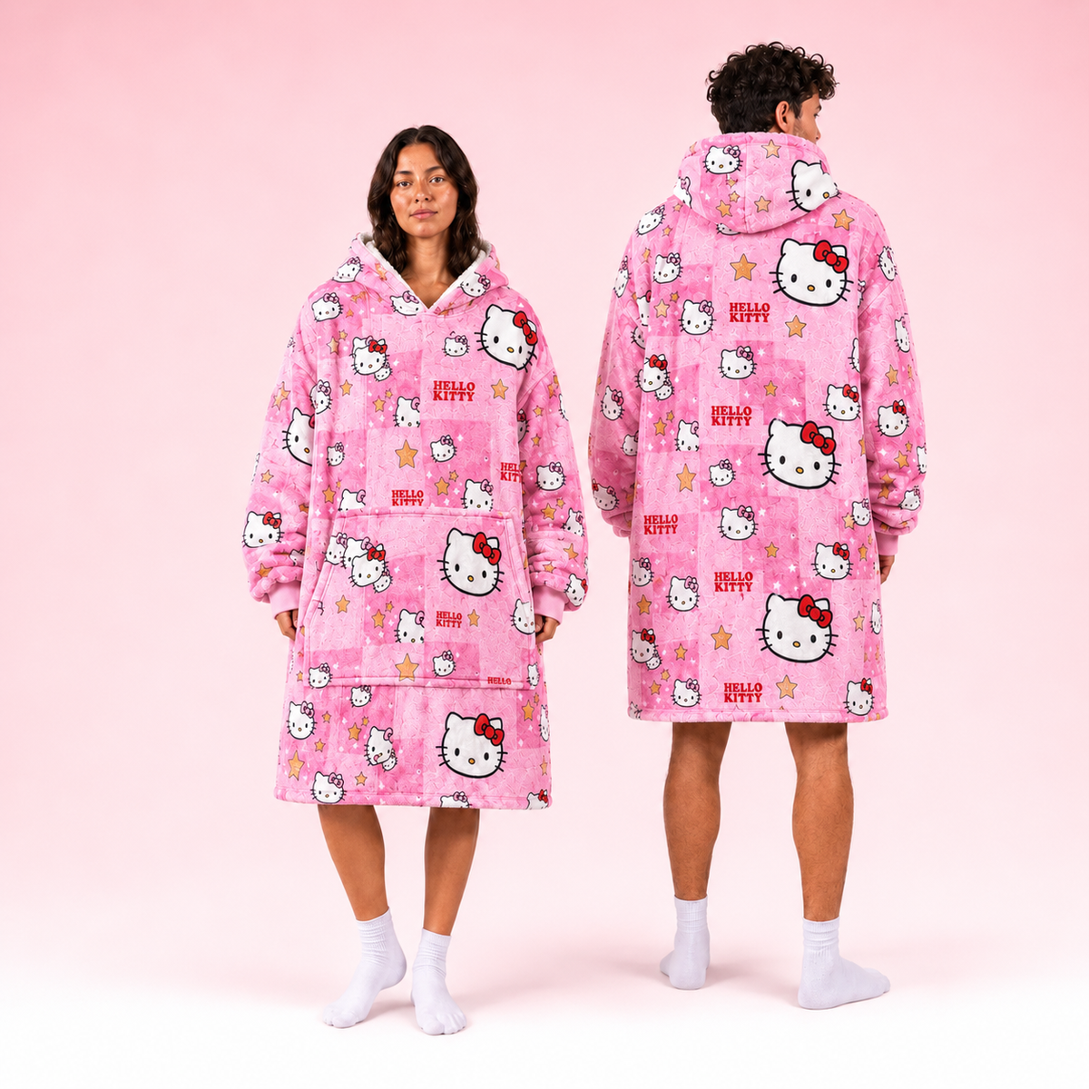 Hello Kitty Oversized Blanket Hoodie – Cozy Sherpa Wearable Blanket