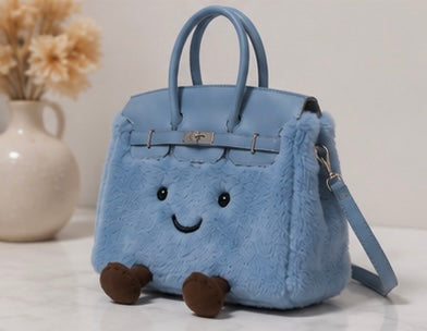 Blue Designer High-end Plush  Tote Bag