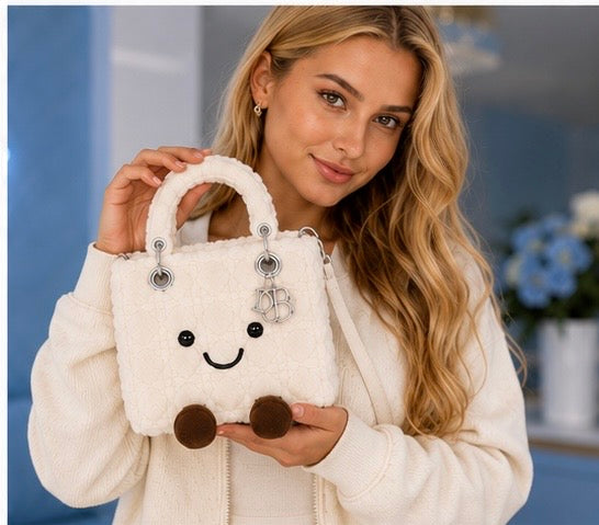 Lady O Cream Plush Designer Bag