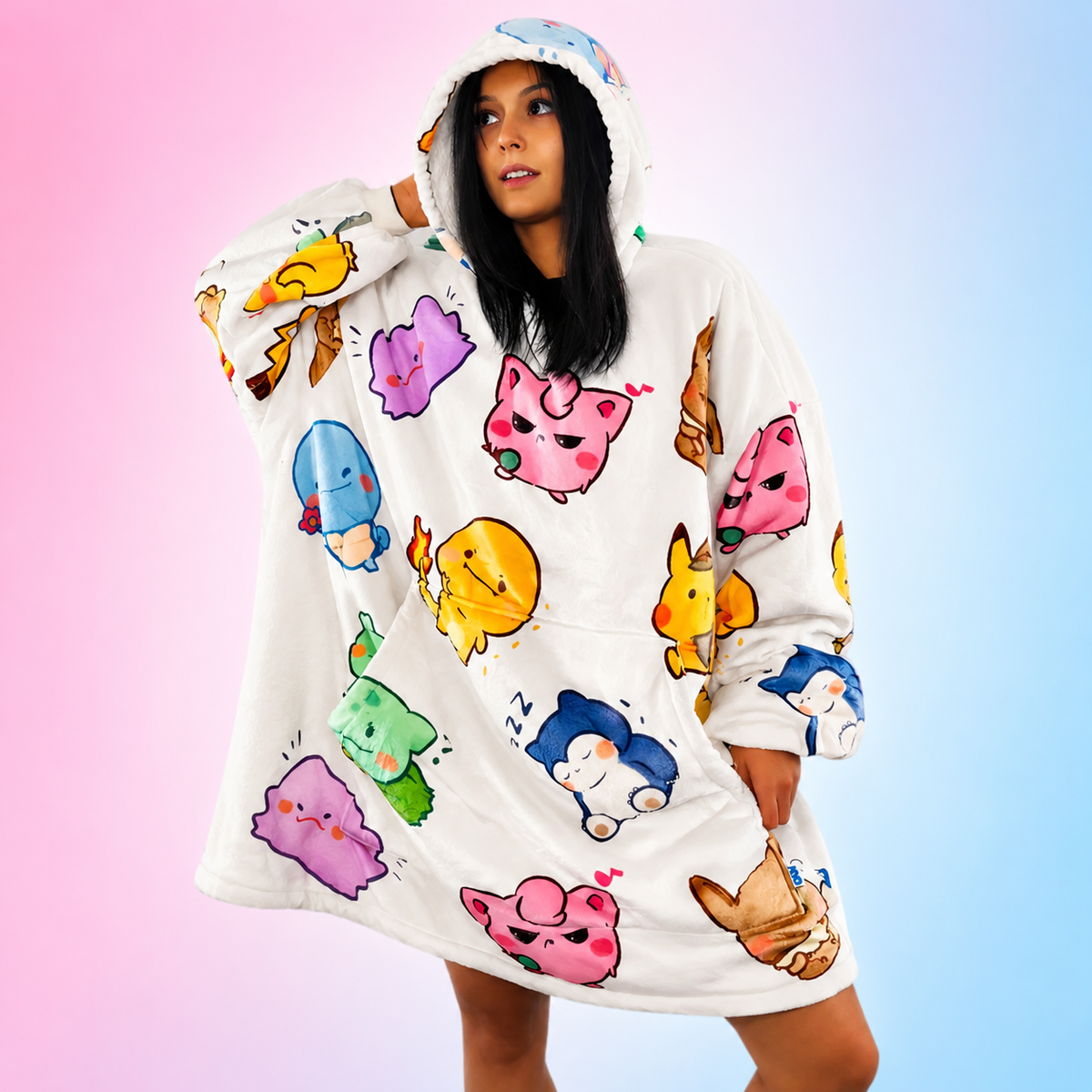 Pokémon Oversized Blanket Hoodie – Cozy Sherpa Wearable Blanke