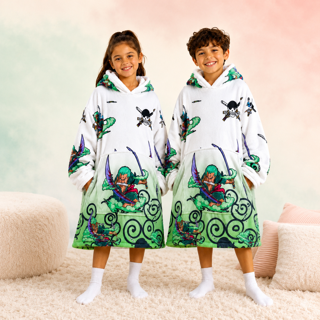 Roronoa Zoro Oversized Blanket Hoodie – One Piece Inspired Sherpa Wearable Blanket