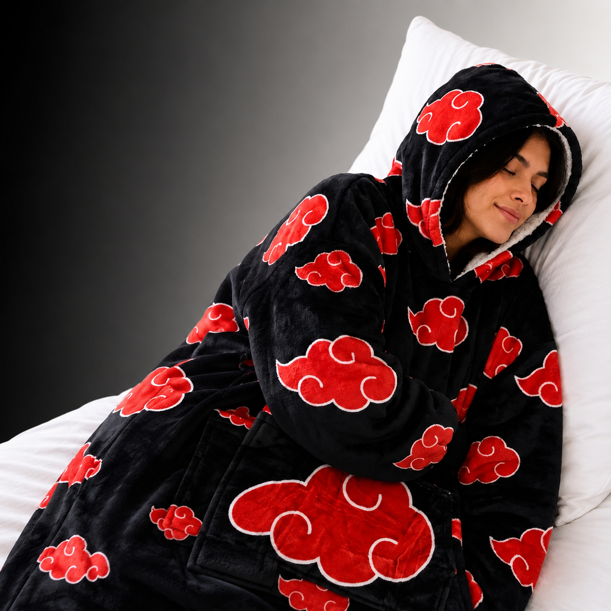 Akatsuki Oversized Blanket Hoodie – Naruto Inspired Sherpa Wearable Blanket