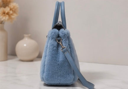 Blue Designer High-end Plush  Tote Bag