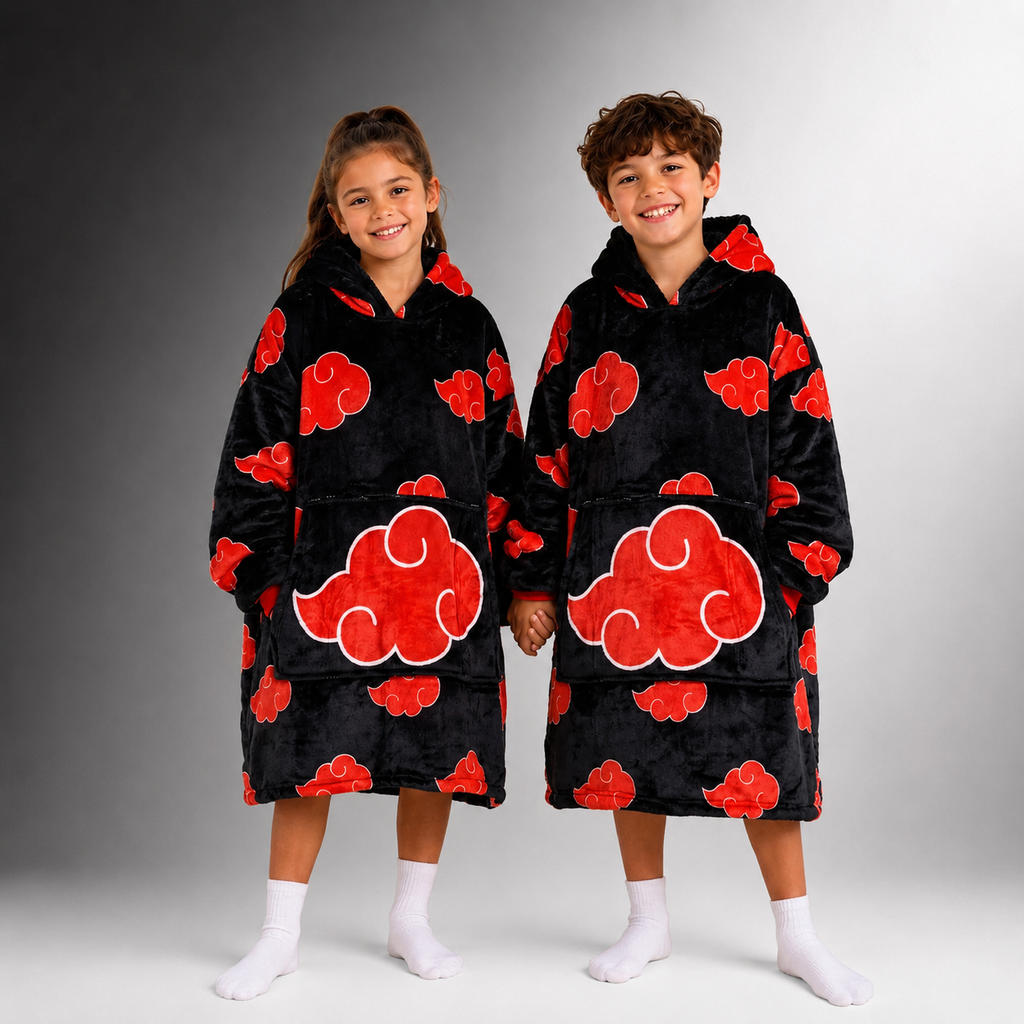 Akatsuki Oversized Blanket Hoodie – Naruto Inspired Sherpa Wearable Blanket