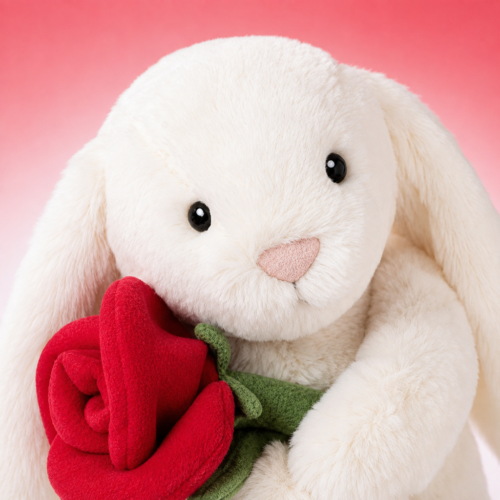 Cream Bunny With Rose