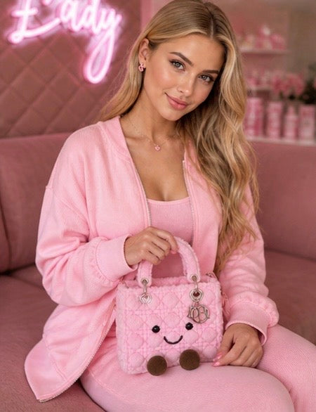 plush Designer Lady O Pink Bag