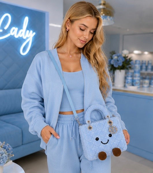 Lady O Blue Plush Designer Bag