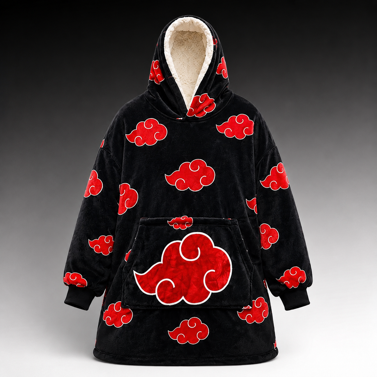 Akatsuki Oversized Blanket Hoodie – Naruto Inspired Sherpa Wearable Blanket