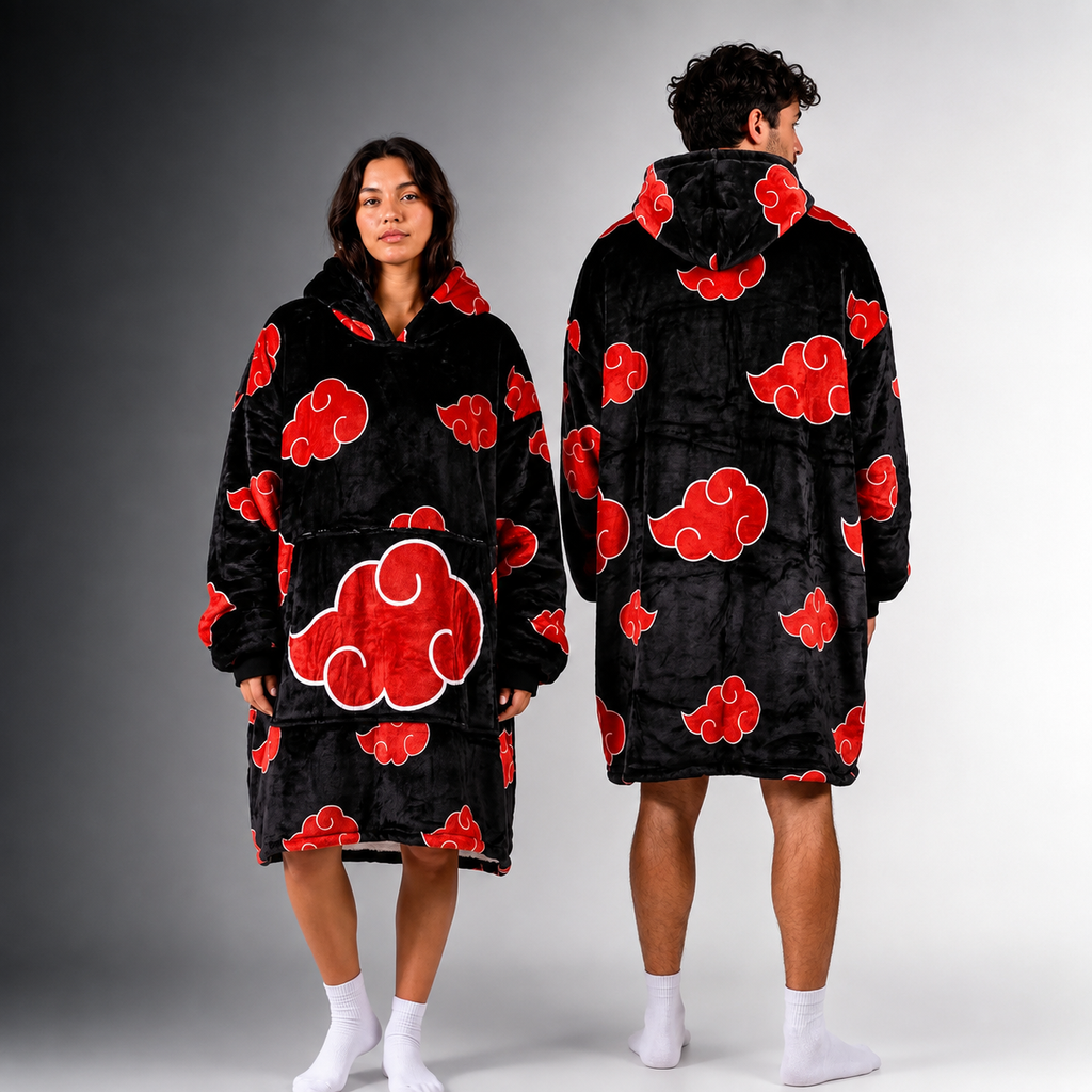 Akatsuki Oversized Blanket Hoodie – Naruto Inspired Sherpa Wearable Blanket