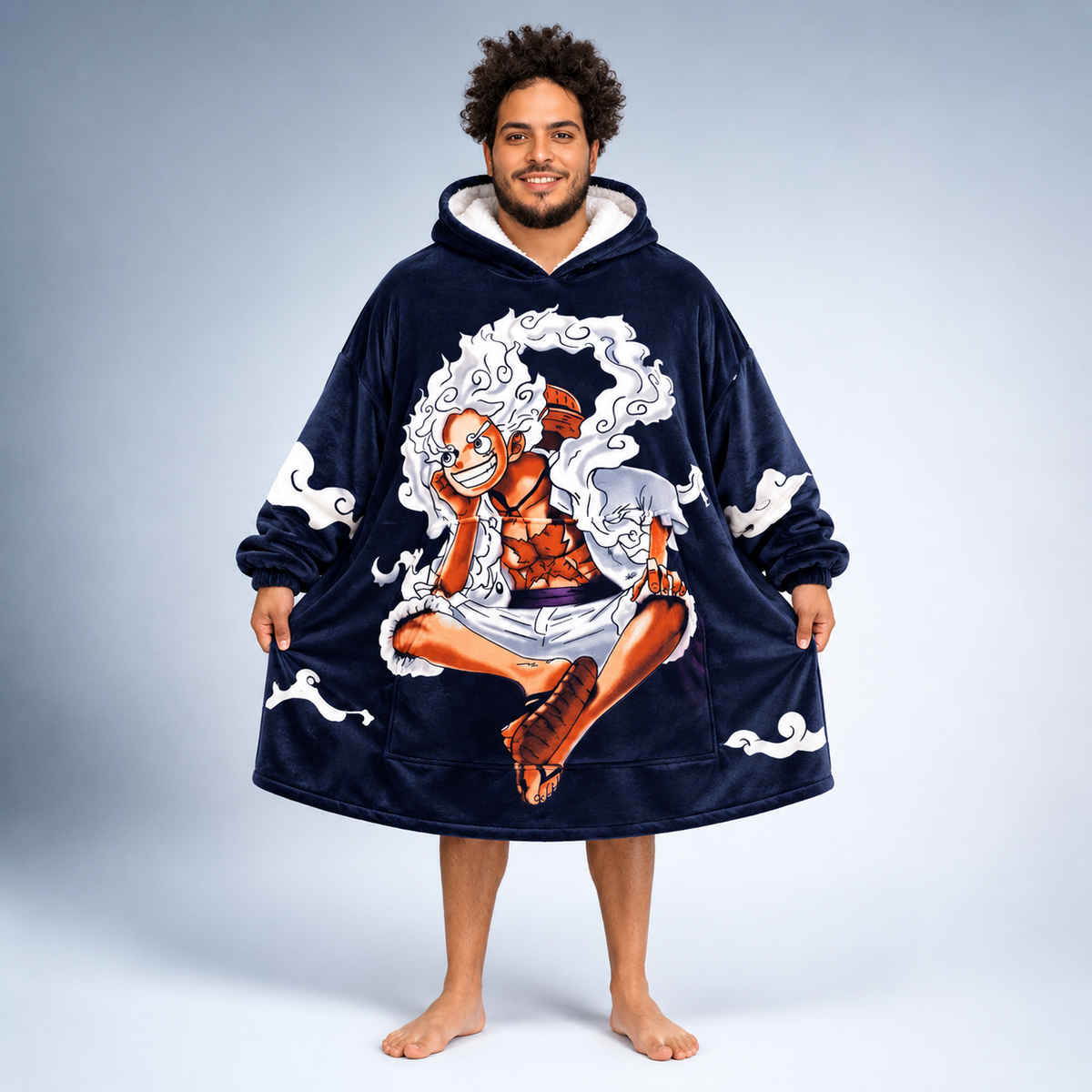 Monkey D. Luffy Gear 5 Oversized Blanket Hoodie – One Piece Inspired Sherpa Wearable Blanket