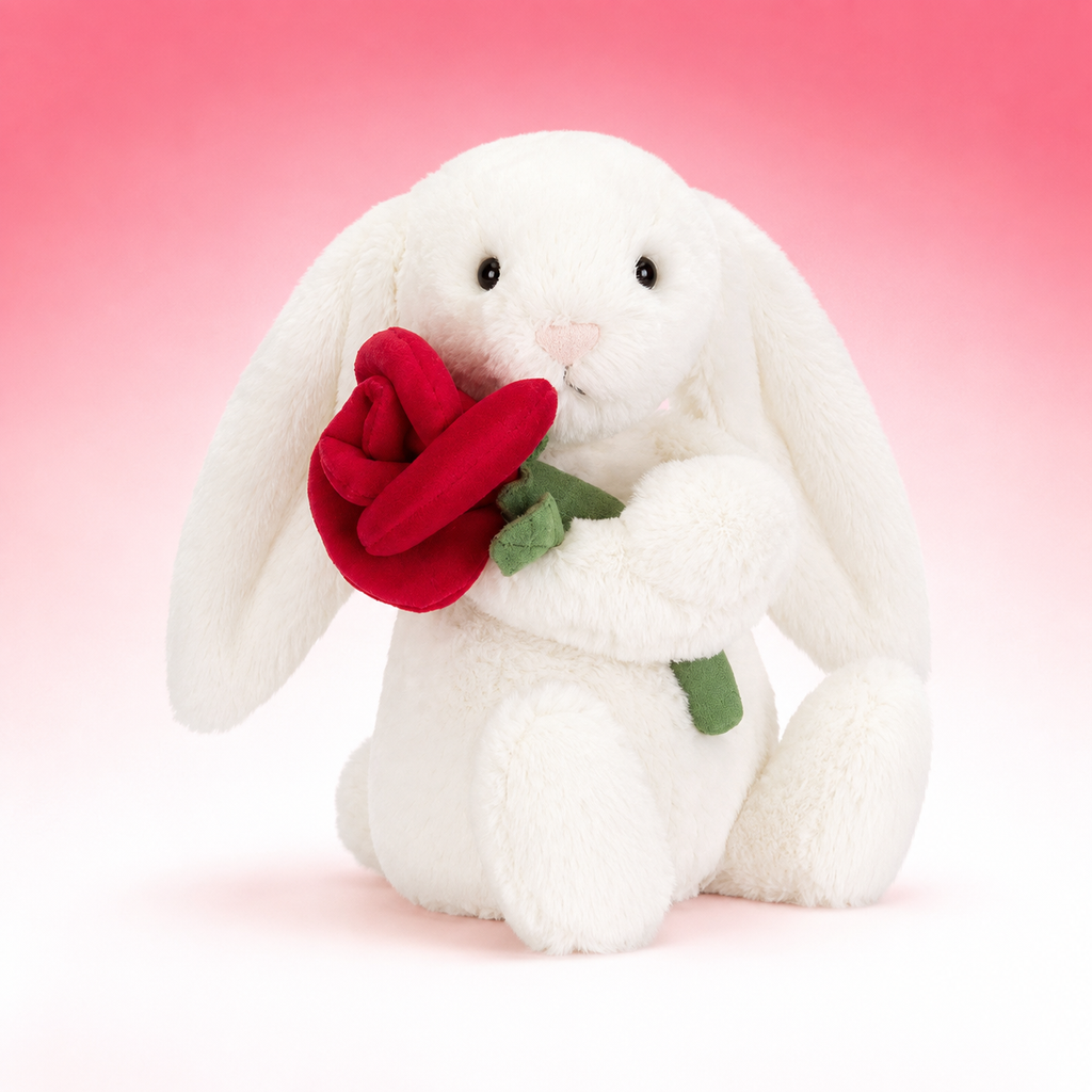 Cream Bunny With Rose