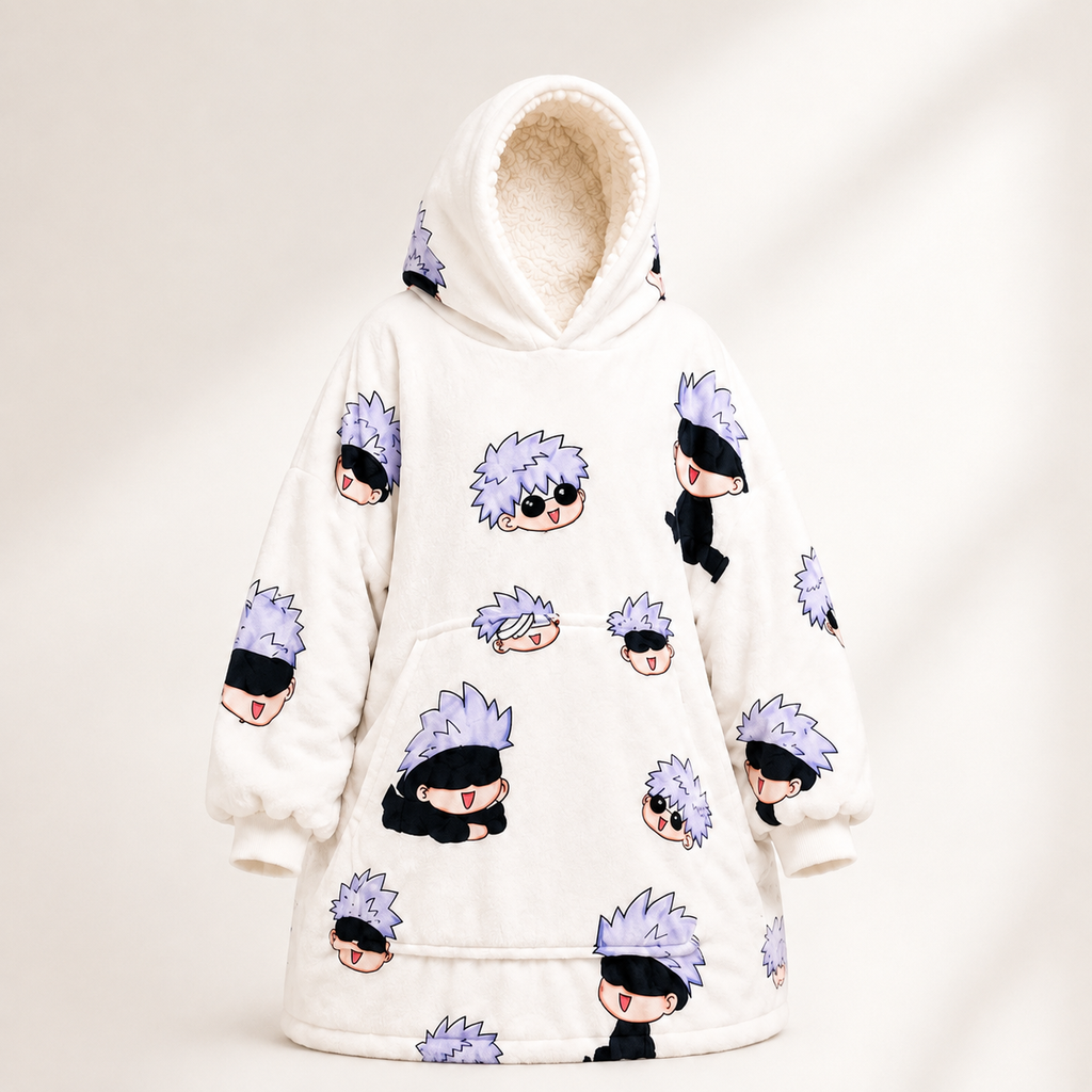 Satoru Gojo Oversized Blanket Hoodie – Jujutsu Kaisen Cozy Sherpa Wearable Blanket