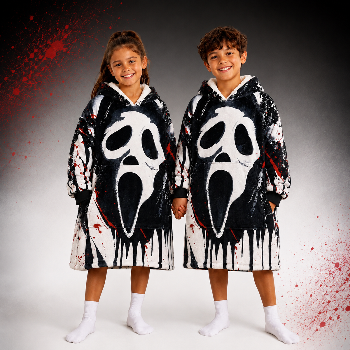 Ghostface Scream Oversized Blanket Hoodie – Cozy Sherpa Wearable Blanket
