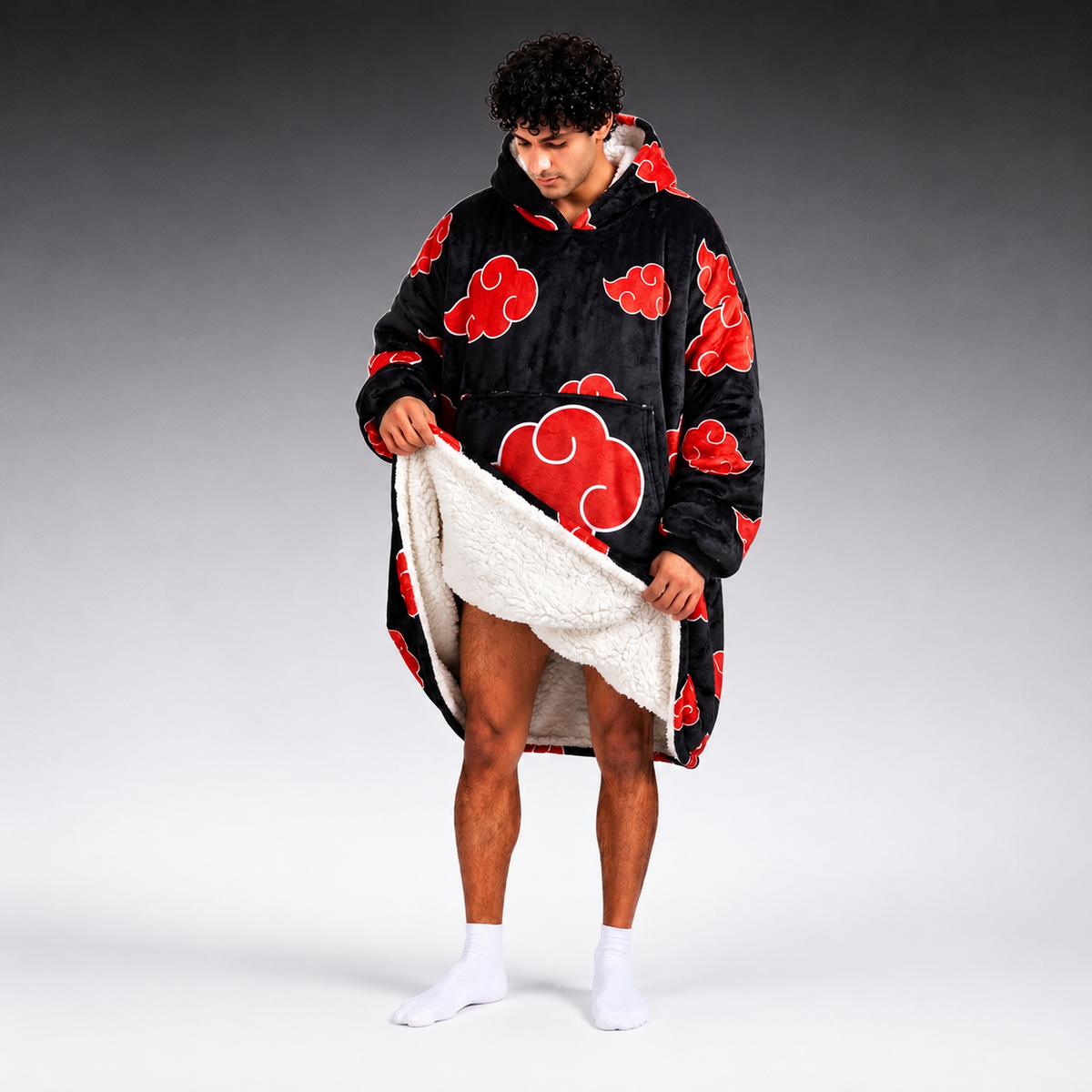 Akatsuki Oversized Blanket Hoodie – Naruto Inspired Sherpa Wearable Blanket