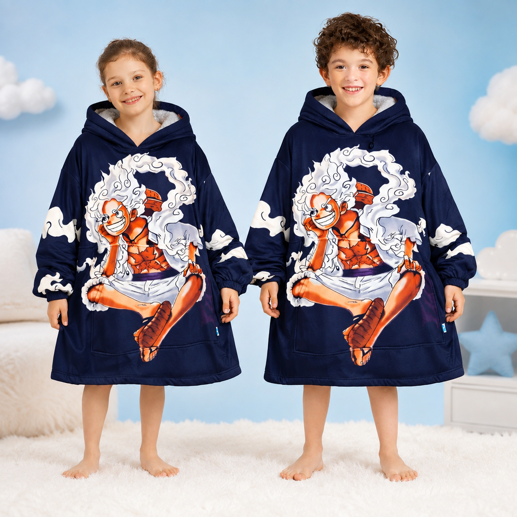 Monkey D. Luffy Gear 5 Oversized Blanket Hoodie – One Piece Inspired Sherpa Wearable Blanket