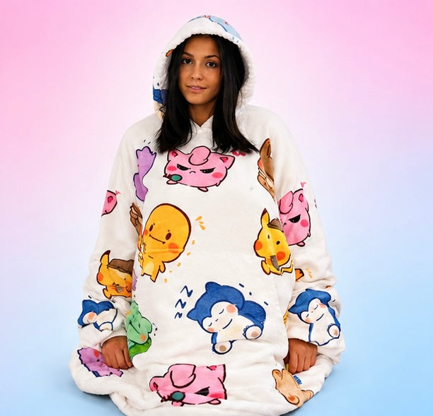 Pokémon Oversized Blanket Hoodie – Cozy Sherpa Wearable Blanke